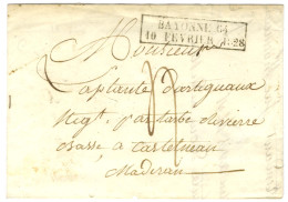 Cachet D'essai Encadré BAYONNE 64 / 10 FEVRIER 1828 Sur Lettre Avec Texte Pour Madiran. - SUP. - R. - Other & Unclassified