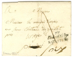 Cursive 77 / L'Isle D'Alby / RABASTENS Sur Lettre Sans Texte Datée Du 8 Mars 1824 Pour Pamiers, Au Verso DÉB.8 / PAMIERS - Autres & Non Classés