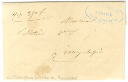 MESSAGERIES / SERVICE / DE T. CHERTIER Bleu Sur Lettre Avec Texte Daté De Bourges Le 1 Janvier 1850 Pour Ivoy Le Pré. -  - Sin Clasificación