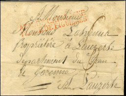 ARM DE CATALOGNE / PLACE DE FIGUERES Rouge Sur Lettre Purifiée Datée Du 6 Décembre 1811 Pour Lauzerte. - TB / SUP. - R. - Legerstempels (voor 1900)