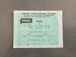 Grimsby Town V Blackburn Rovers 1985-86 Match Ticket - Tickets - Entradas