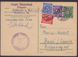 MiNr 926 U.a., Portoger. MiF Auf Ganzsache In Die Schweiz, US-Zensur - Lettres & Documents