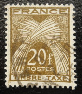 France Timbre  Taxe  87  Type Gerbes  20f  Brun Olive - 1859-1959 Usati