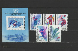 USSR Russia 1988 Olympic Games Calgary Set Of 5 + S/s MNH - Inverno1988: Calgary