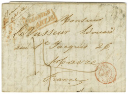 Lettre Avec Texte Daté De Jacmel Pour Le Havre, Au Verso Càd Du Bureau Anglais JACMEL, Au Recto COLONIES / ART.13. 1847. - Sonstige & Ohne Zuordnung
