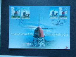 BELGIQUE -   N° 3091  HK  Année  2002   EMISSIONS  COMMUNES  PORTUGAL  " Moulins "     ( Voir Photo ) 66 - Cartoline Commemorative - Emissioni Congiunte [HK]