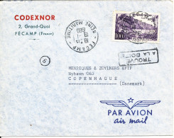 France Air Mail Cover Sent To Denmark Fecamp 19-1-1960 Single Franked - Briefe U. Dokumente