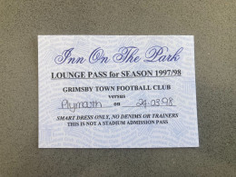 Grimsby Town V Plymouth Argyle 1997-98 Match Ticket - Tickets & Toegangskaarten