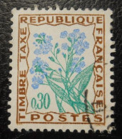 France Timbre  Taxe  99  Fleurs Des Champs  30c  Brun Vert Foncé Et Outremer - 1960-.... Gebraucht