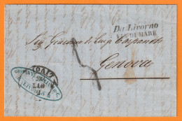 1858 - DA LIVORNO VIA DI MARE- Lettera Da Livorno A Genova - Lettre Maritime De Livourne à Gênes - Sardinien