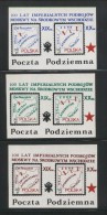 POLAND SOLIDARITY SOLIDARNOSC POCZTA PODZIEMNA 100 YEARS MUSCOVITE EXPANSIONS MIDDLE EAST AFGHANISTAN SET OF 3 MS MAPS - Viñetas Solidarnosc