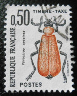 France Timbre  Taxe  105  Insectes Coléoptères  50c  Pyrochroa Coccinea - 1960-.... Usati