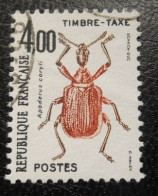 France Timbre  Taxe  108  Insectes Coléoptères  4f  Apoderus Corily - 1960-.... Usati