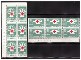 1963 MÉXICO CRUZ ROJA, Intl. Red Cross Centenary, Tree Of Life, Dove, Sc. 938-C277 BLOCK Of 6 MNH HEALTH - Mexico