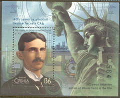 Serbia 2024. 140 Years Since The Arrival Of Nikola Tesla In The USA,  Nikola Tesla, Statue Of Liberty, Block, MNH - Physik