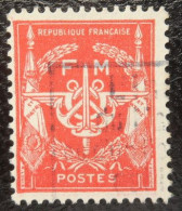 Franchise Militaire FM 12 Rouge Sans Valeur Oblitéré - Military Postage Stamps