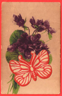 - F29890CPA - THEMES - Ajoutis - Papillon Contrecollé Sur Bouquet De Violettes - Bon état - - Butterflies