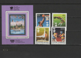 Yugoslavia 1988 Olympic Games Seoul, Basketball, Athletics, Boxing Set Of 4 + S/s MNH - Estate 1988: Seul