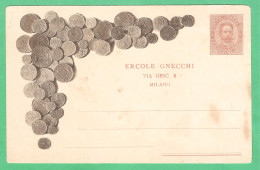 REGNO D'ITALIA 1894 CARTOLINA POSTALE COMMISSIONE PRIVATA ERCOLE GNECCHI GRAPPOLO MONETE 10 C (FILAGRANO CC3-6) NUOVA - Entiers Postaux