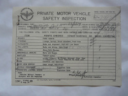 VIEUX PAPIERS - PRIVATE MOTOR VEHICLE SAFETY INSPECTION : Inspection Véhicule - Historische Dokumente
