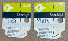 (2 X) - Belgium - MIVG - 2 Zonebiljet - TRAM - BUS - Europa