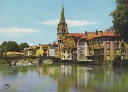 SAINT GIRONS, LE PONT SUR LE SALAT, LA CHAUSSEE ET L EGLISE  COULEUR REF 15770 - Saint Girons