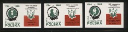 POLAND SOLIDARITY SOLIDARNOSC POCZTA FPSS 1989 195TH ANNIV KOSCIUSZKO INSURRECTION SET OF 3 MILITARIA ARMY LITHUANIA - Viñetas Solidarnosc