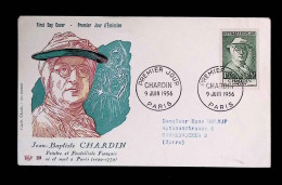 CL, FDC, Premier Jour, France, Paris, 9 Juin 1956, Jean Baptiste Chardin, Peintre Et Pastelliste Français, 1069 - 1950-1959