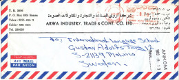 Yemen Air Mail Cover With Meter Cancel Sent To Sweden 4-11-1989 - Yemen