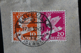 1932 SUISSE TP Y&T NO CH 255 ET 256 BELLE OBLITERATION NEUVEVILLE DU 17 III 32 SUR FRAGMENT.. - Gebruikt