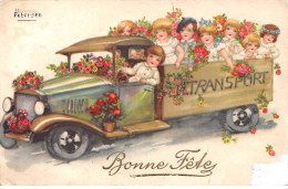 Illustrateurs - N°83886 - Hannes Petersen - Bonne Fête - Fillettes Dans Un Camion Fleuri - Carte Vendue En L'état - Petersen, Hannes