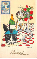 Animaux - N°83956 - Chats - Edmond Sornein - Bonne Année - Chien Regardant Un Chat Lapant De Champagne - Cats