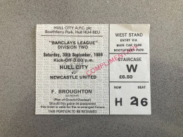 Hull City V Newcastle United 1989-90 Match Ticket - Tickets - Entradas