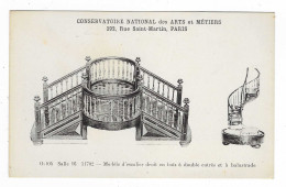 CPA CONSERVATOIRE NATIONAL DES ARTS ET METIERS, RUE SAINT MARTIN, MODELE D'ESCALIER DROIT EN BOIS, BALUSTRADE, PARIS 75 - Education, Schools And Universities