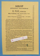 ● SIROP Lénitif Pectoral - H. FLON Pharmacien Rue Taitbout à Paris (admis Exposition Universelle 1855) Publicité 2p - Advertising