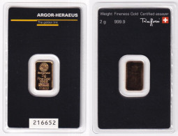 Goldbarren Argor Heraeus 2 Gramm Im Blister - Unclassified