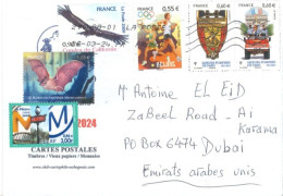 FRANCE  -  2024, POSTAGE STAMPs COVER TO DUBAI. - Lettres & Documents