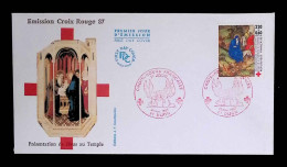 CL, FDC, Premier Jour, France, 21 Dijon, 21 Nov. 1987, Croix-rouge Française, Melchior Broederlam, La Fuite En Egypte - 1980-1989