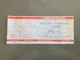 Hamilton Academical V Dundee 1997-98 Match Ticket - Biglietti D'ingresso