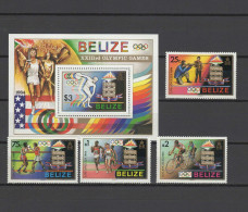 Belize 1984 Olympic Games Los Angeles, Shooting, Boxing, Cycling, Ahtletics Set Of 4 + S/s MNH - Zomer 1984: Los Angeles