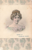 FETES ET VOEUX - Nouvel An - Bonne Et Heureuse Année - Une Femme Un Chignon - Colorisé - Carte Postale Ancienne - Nouvel An