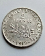 2 FRANCS 1919 FRANCE - Semeuse (argent / Silver). - 2 Francs