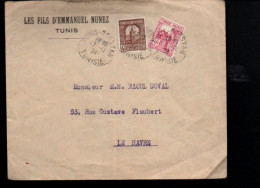 TUNISIE AFFRANCHISSEMENT COMPOSE SUR LETTRE POUR LA FRANCE 1934 - Briefe U. Dokumente