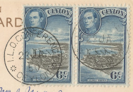 CEYLON – COMMEMORATIVE CDS “ILO CONFERENCE CEYLON” ON FRANKED PC (VIEW OF SCULPTURE) TO BELGIUM – 1950 - Ceylon (...-1947)