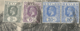 CEYLON – 4 STAMP 49 C FRANKING ON PC (VIEW OF COLOMBO) TO SWITZERLAND – AIR MAIL RATE – 1934 - Ceilán (...-1947)