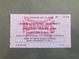 Kidderminster Harriers V Preston North End 1993-94 Match Ticket - Tickets - Entradas