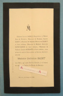 ● Décès Beaujeu 1889 Mme Catherine BADET - Monchanin / Burnot - Faire Part - Obituary Notices