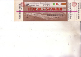 Naz. Di Calcio Italiane-- ROMA --. Biglietto Originale Incontro -- ITALIA -- SPAGNA  - 28 Febbraio 1959 - Abbigliamento, Souvenirs & Varie