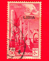 ITALIA - 1924 - Usato - Colonie - Libia - Serie Pittorica Di Tripolitania Soprastampati LIBIA -  POSTA AEREA - 50 C. • R - Libye