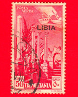 ITALIA - 1924 - Usato - Colonie - Libia - Serie Pittorica Di Tripolitania Soprastampati LIBIA -  POSTA AEREA - 50 C. • R - Libia